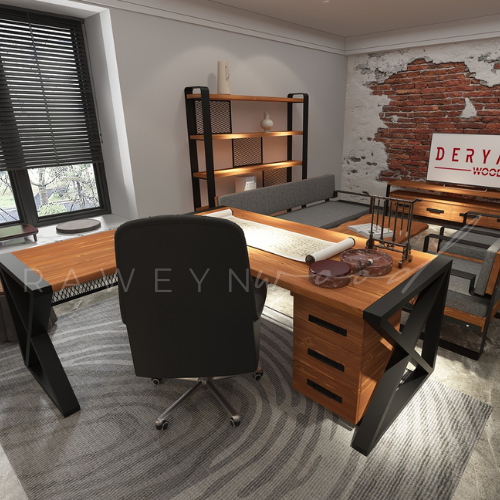 İnci%20Solid%20Wood%20L%20Office%20Desk
