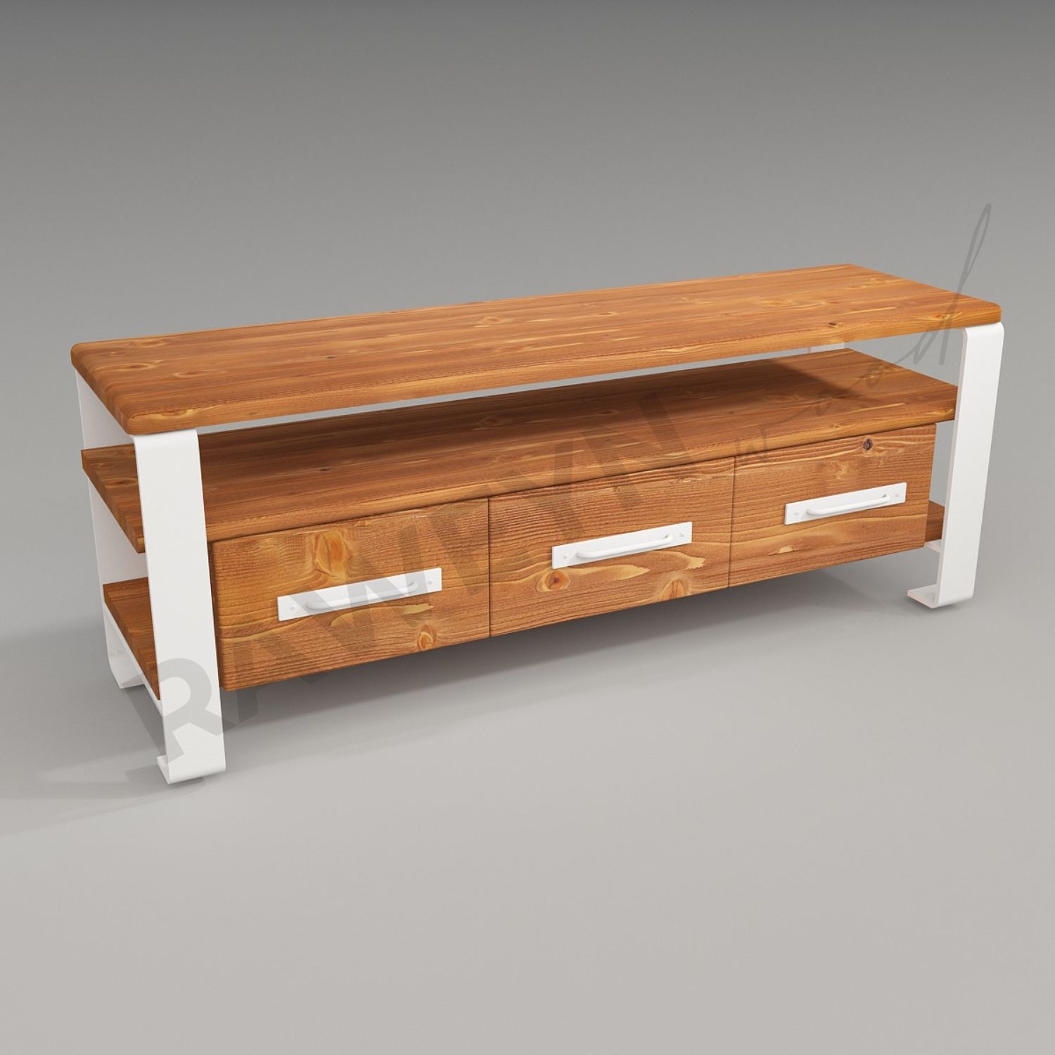 Farm%20Natural%20Wood%203%20Drawer%20TV%20Unit-White%20Legs